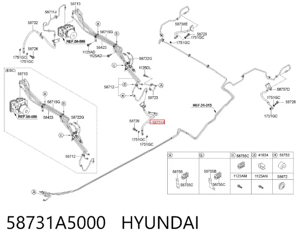 Шланг гальмівний передній, лівий 58731A5000 Hyundai/Kia
