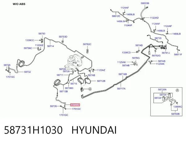 Шланг гальмівний передній, лівий 58731H1030 Hyundai/Kia