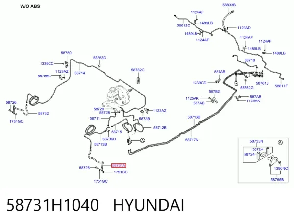 Шланг гальмівний передній, лівий 58731H1040 Hyundai/Kia