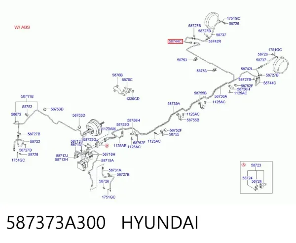 Шланг гальмівний задній 587373A300 Hyundai/Kia