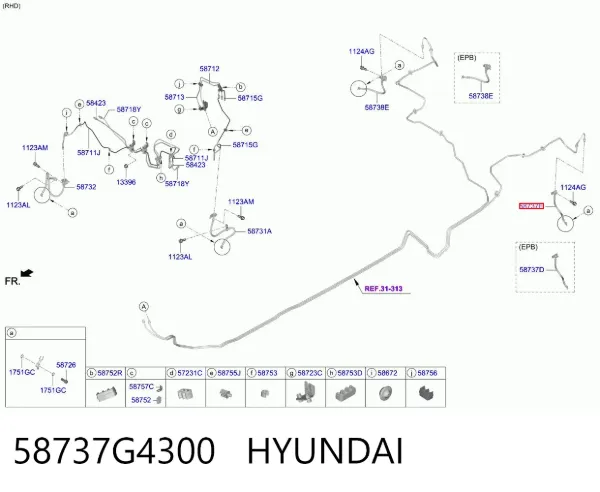 Шланг гальмівний задній, лівий 58737G4300 Hyundai/Kia