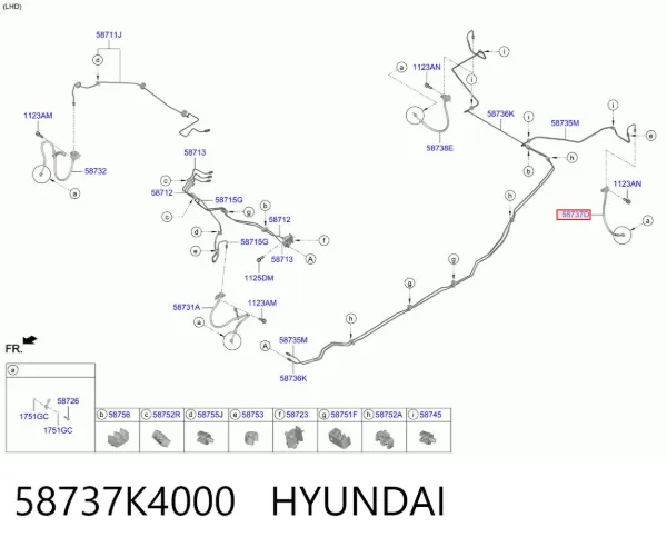 Шланг гальмівний задній, лівий 58737K4000 Hyundai/Kia