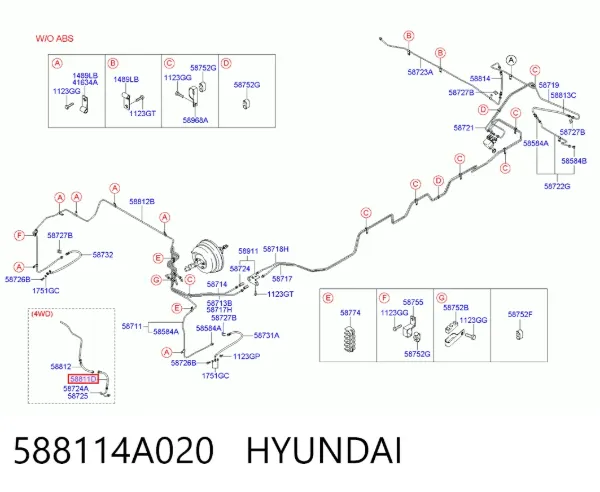 Гальмівні шланги передні 588114A020 Hyundai/Kia