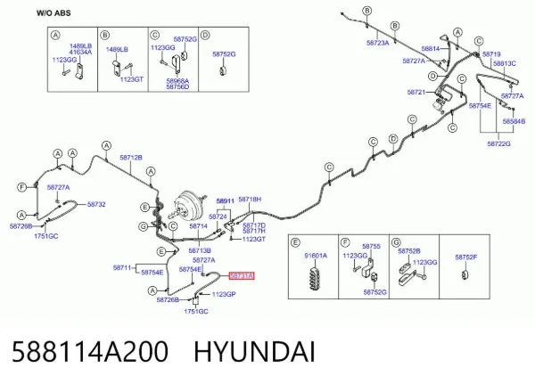 Шланг гальмівний передній, лівий 588114A200 Hyundai/Kia
