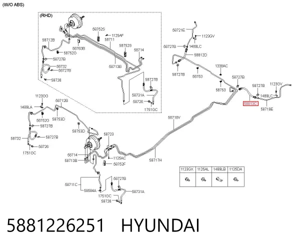 Шланг гальмівний задній, правий 5881226251 Hyundai/Kia