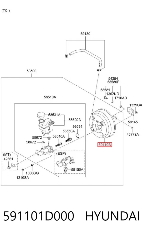 Підсилювач гальм 591101D000 Hyundai/Kia