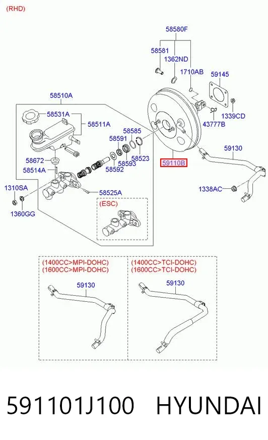 Підсилювач гальм 591101J100 Hyundai/Kia