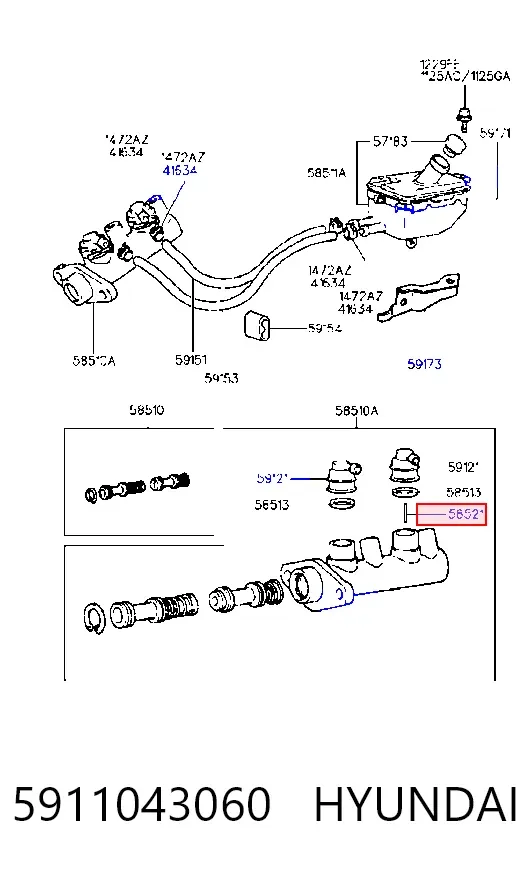 Головний гальмівний циліндр 5911043060 Hyundai/Kia