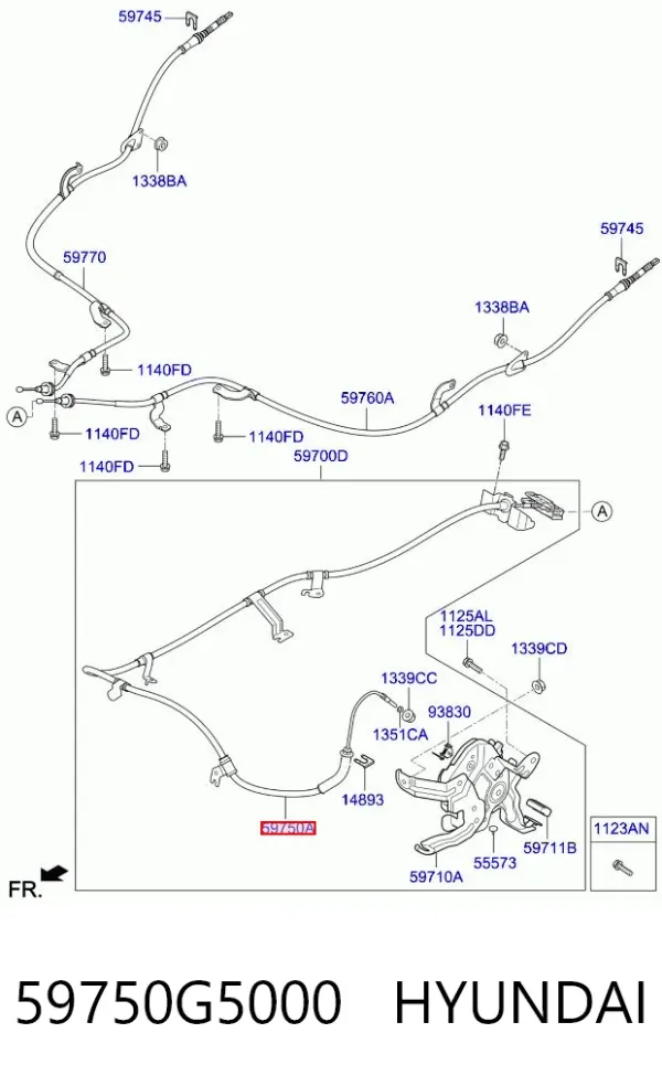 Трос ручного гальма передній 59750G5000 Hyundai/Kia