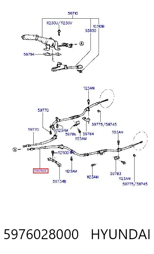 Трос ручного гальма задній, лівий 5976028000 Hyundai/Kia