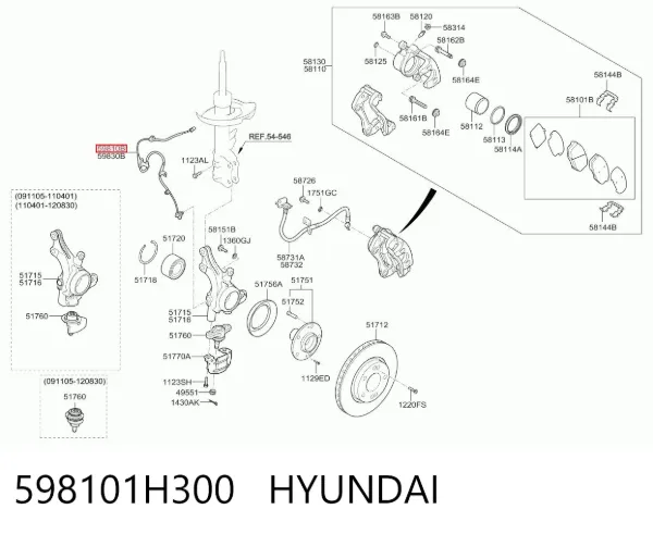 Датчик АБС (ABS) передній, лівий 598101H300 Hyundai/Kia