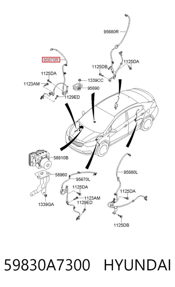 Датчик АБС (ABS) передній, правий 59830A7300 Hyundai/Kia