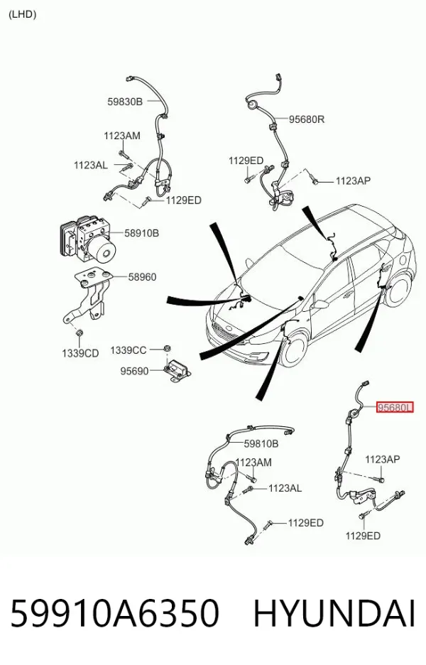Датчик АБС (ABS) задній, лівий 59910A6350 Hyundai/Kia