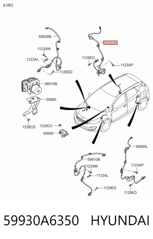 Датчик АБС (ABS) задній, правий 59930A6350 Hyundai/Kia