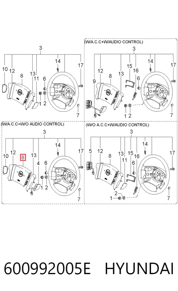 Подушка безпеки, водійська, AIRBAG 600992005E Hyundai/Kia