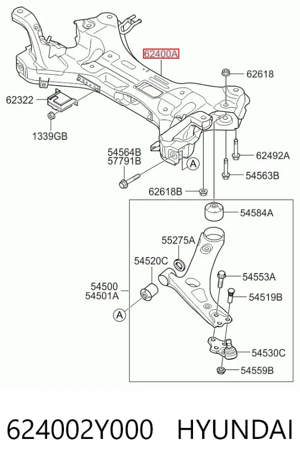 Підрамник передній 624002Y000 Hyundai/Kia
