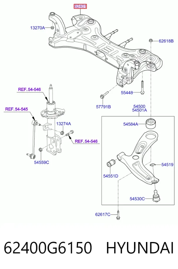 Балка кріплення двигуна 62400G6150 Hyundai/Kia