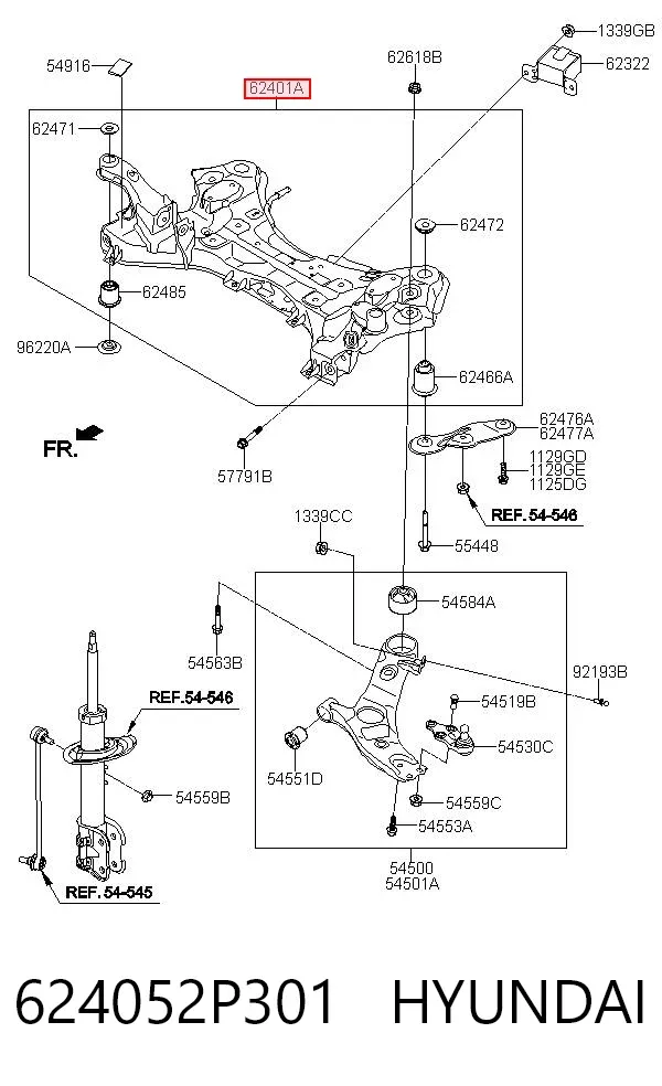 Підрамник передній 624052P301 Hyundai/Kia