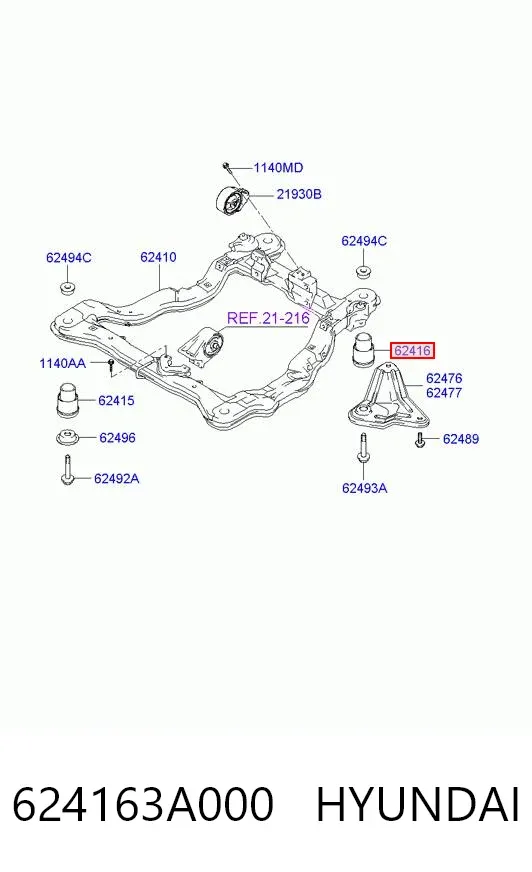 Сайлентблок передній балки/підрамника 624163A000 Hyundai/Kia