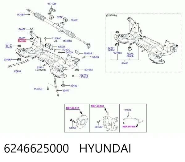 Сайлентблок передній балки/підрамника 6246625000 Hyundai/Kia
