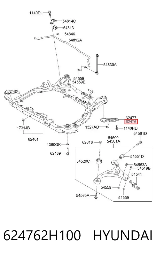 Кронштейн передньої балки 624762H100 Hyundai/Kia