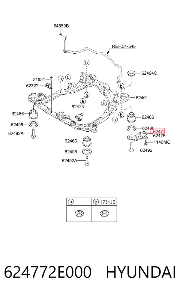 Кронштейн передньої балки 624772E000 Hyundai/Kia