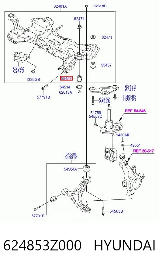 Сайлентблок передній балки/підрамника 624853Z000 Hyundai/Kia