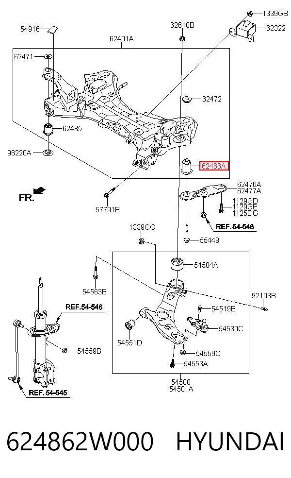 Сайлентблок передній балки/підрамника 624862W000 Hyundai/Kia