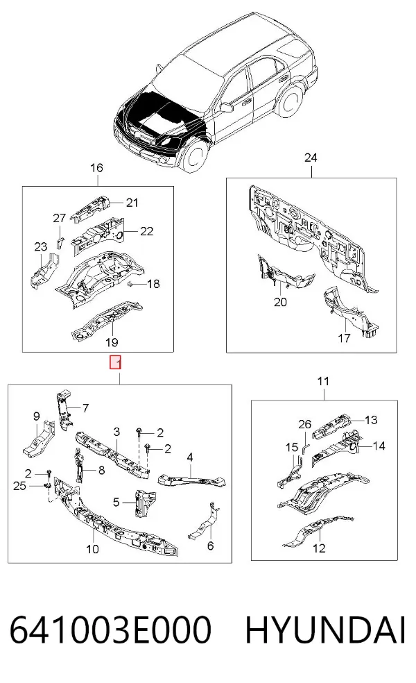 Рамка радіатора 641003E000 Hyundai/Kia
