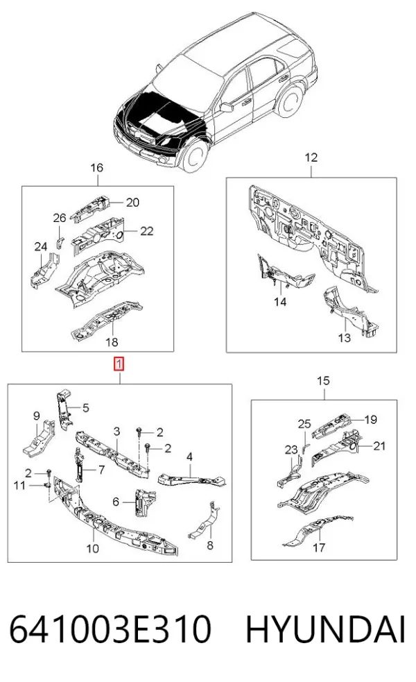 Рамка радіатора 641003E310 Hyundai/Kia