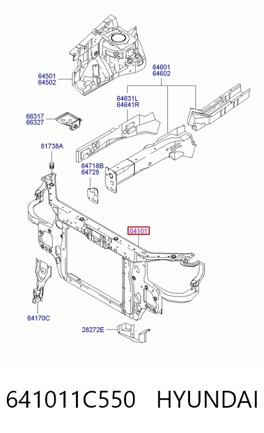 Рамка радіатора 641011C550 Hyundai/Kia
