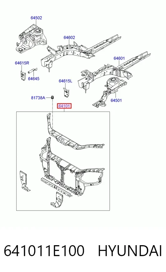Рамка радіатора 641011E100 Hyundai/Kia