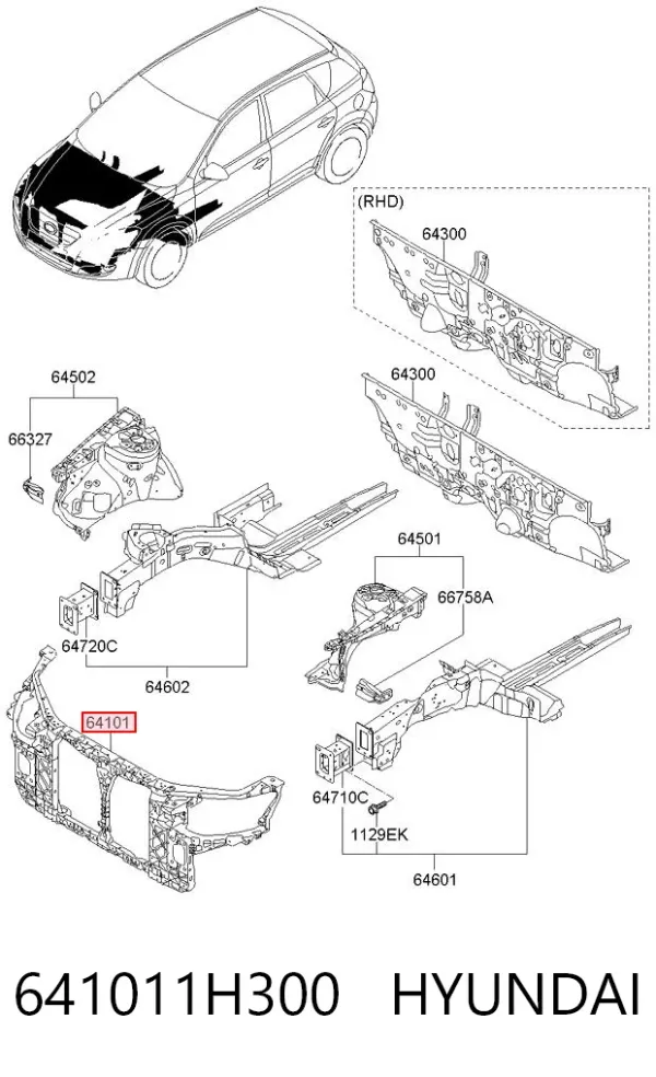 Рамка радіатора 641011H300 Hyundai/Kia