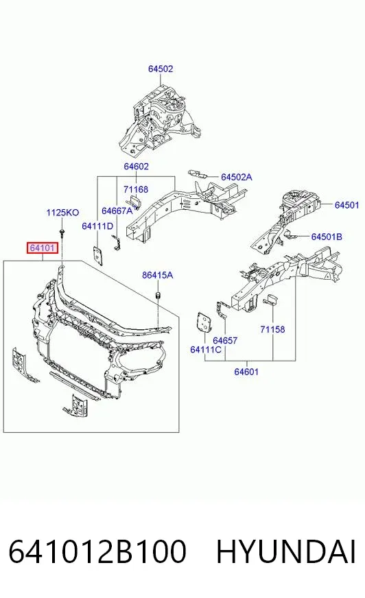Рамка радіатора 641012B100 Hyundai/Kia