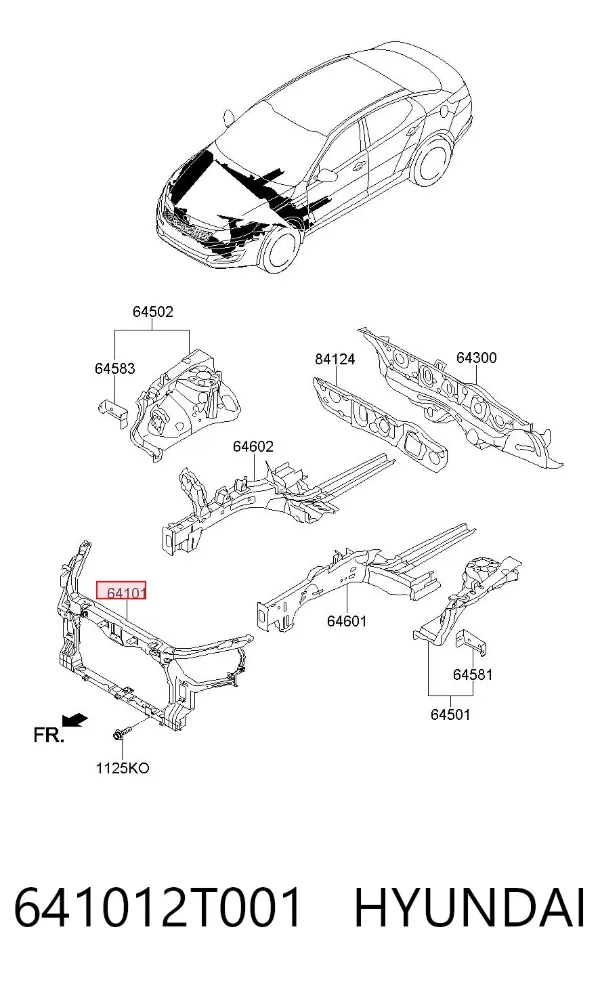 Рамка радіатора 641012T001 Hyundai/Kia