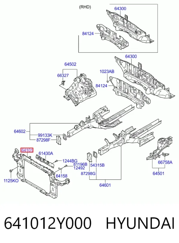 Рамка радіатора 641012Y000 Hyundai/Kia