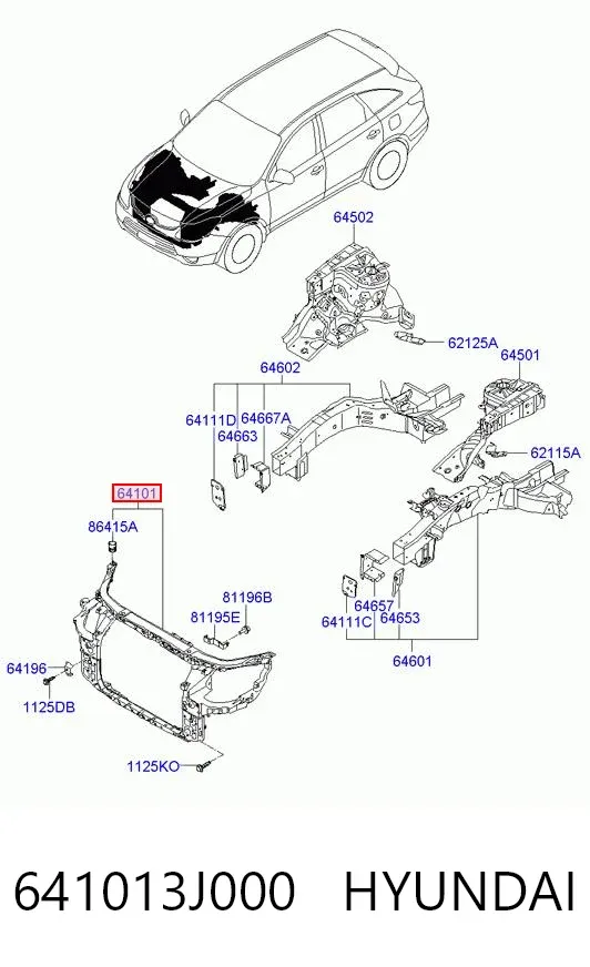 Рамка радіатора 641013J000 Hyundai/Kia