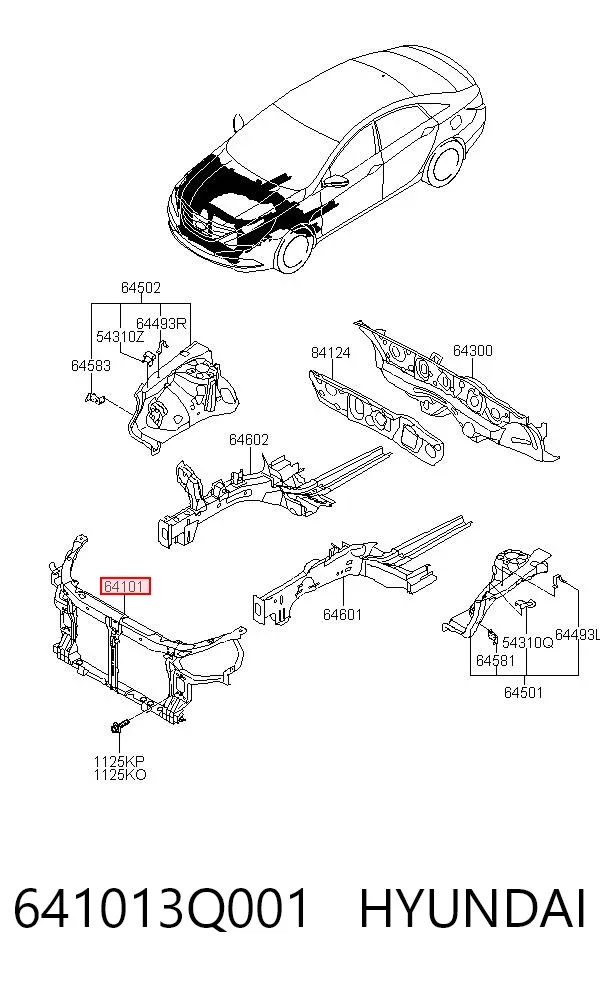 Рамка радіатора 641013Q001 Hyundai/Kia