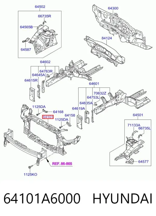 Рамка радіатора 64101A6000 Hyundai/Kia