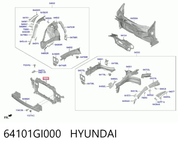 Рамка радіатора 64101GI000 Hyundai/Kia