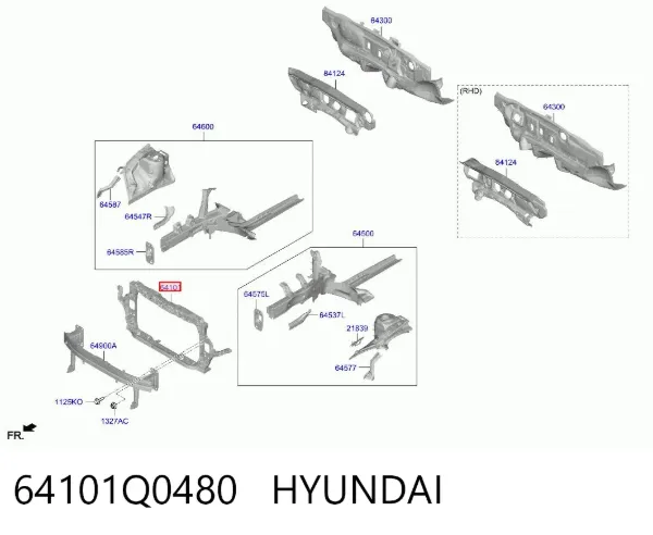 Рамка радіатора 64101Q0480 Hyundai/Kia