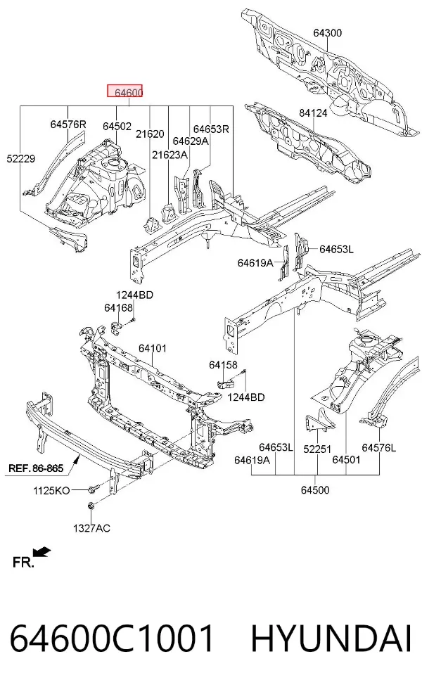 Лонжерон рами передній правий 64600C1001 Hyundai/Kia