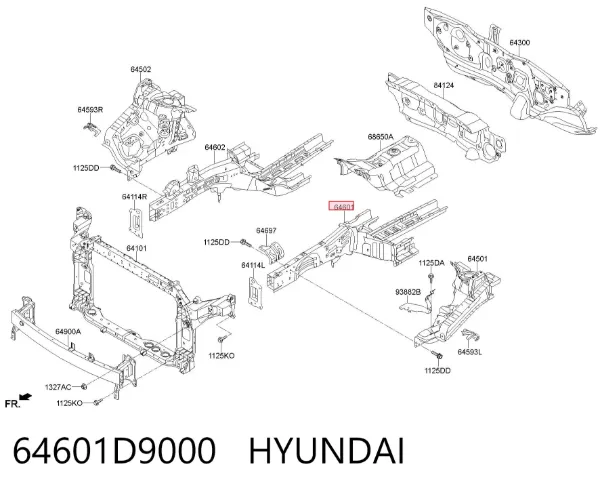 Лонжерон рами передній лівий 64601D9000 Hyundai/Kia