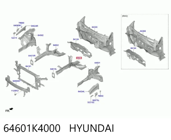 Лонжерон рами передній лівий 64601K4000 Hyundai/Kia