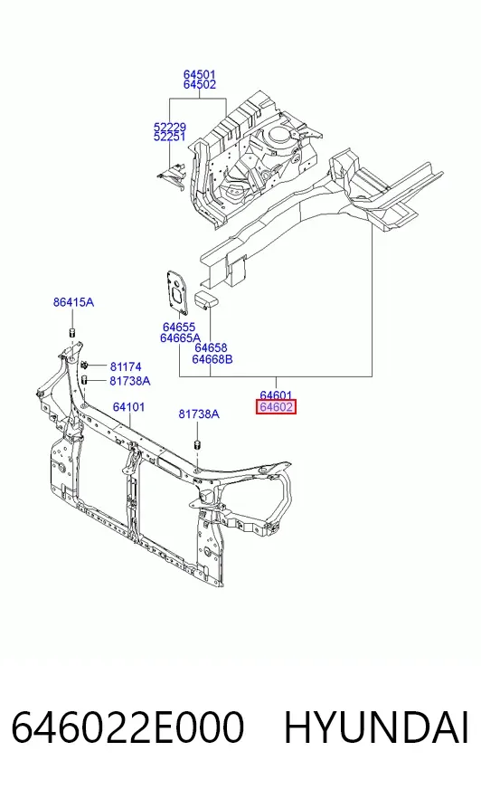 Лонжерон рами передній правий 646022E000 Hyundai/Kia