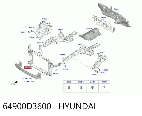 Підсилювач бампера переднього 64900D3600 Hyundai/Kia