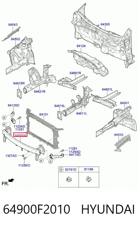 Підсилювач бампера переднього 64900F2010 Hyundai/Kia