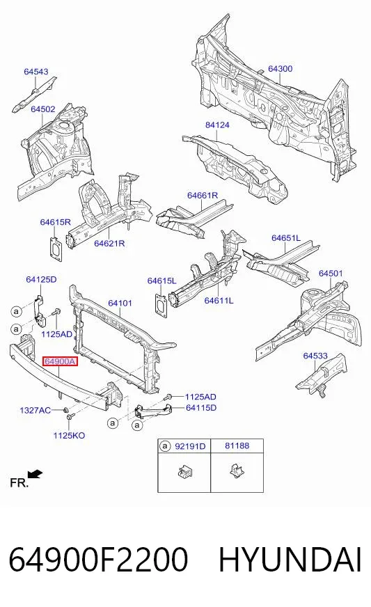 Підсилювач бампера переднього 64900F2200 Hyundai/Kia