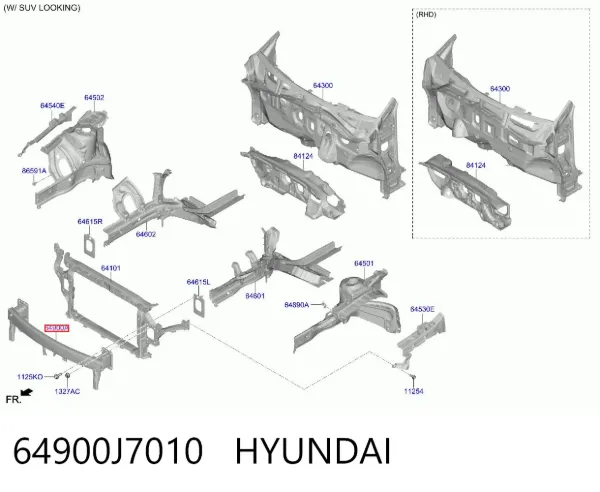 Підсилювач бампера переднього 64900J7010 Hyundai/Kia