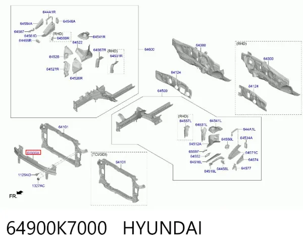 Підсилювач бампера переднього 64900K7000 Hyundai/Kia